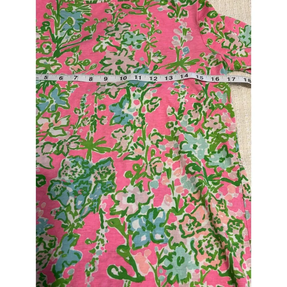 Lilly Pulitzer Girls XL 12 Sadie Dress Bright Navy Via Sunny Pink Green Floral
